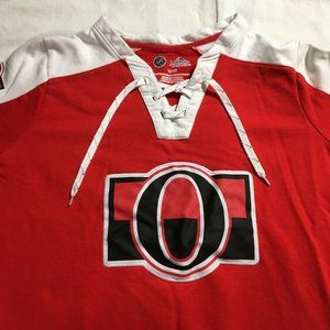 #58 Majestic Fan Fashion NHL Ottawa Senator’s Red Womens Small V-Neck